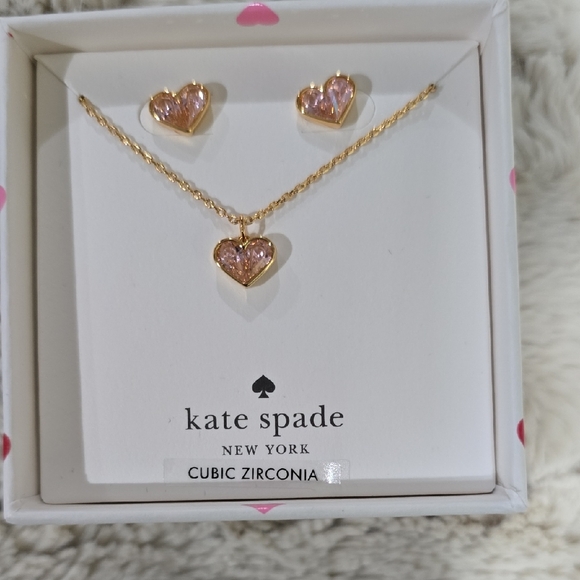 kate spade Jewelry - Kate Spade Gold and Pink Heart Earrings